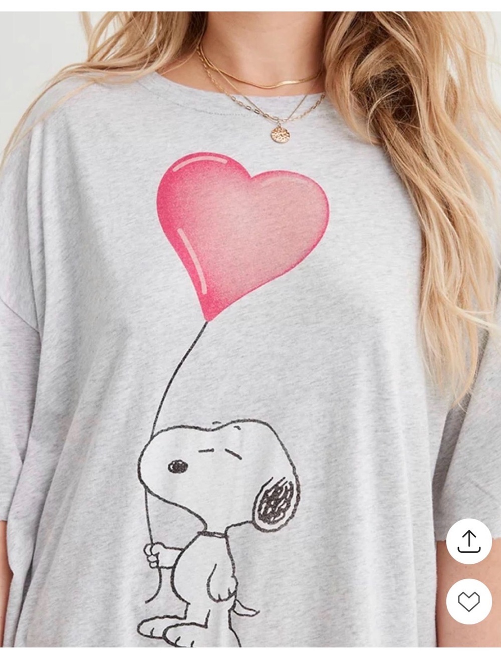 aerie Light Gray Graphic Tee with Snoopy
